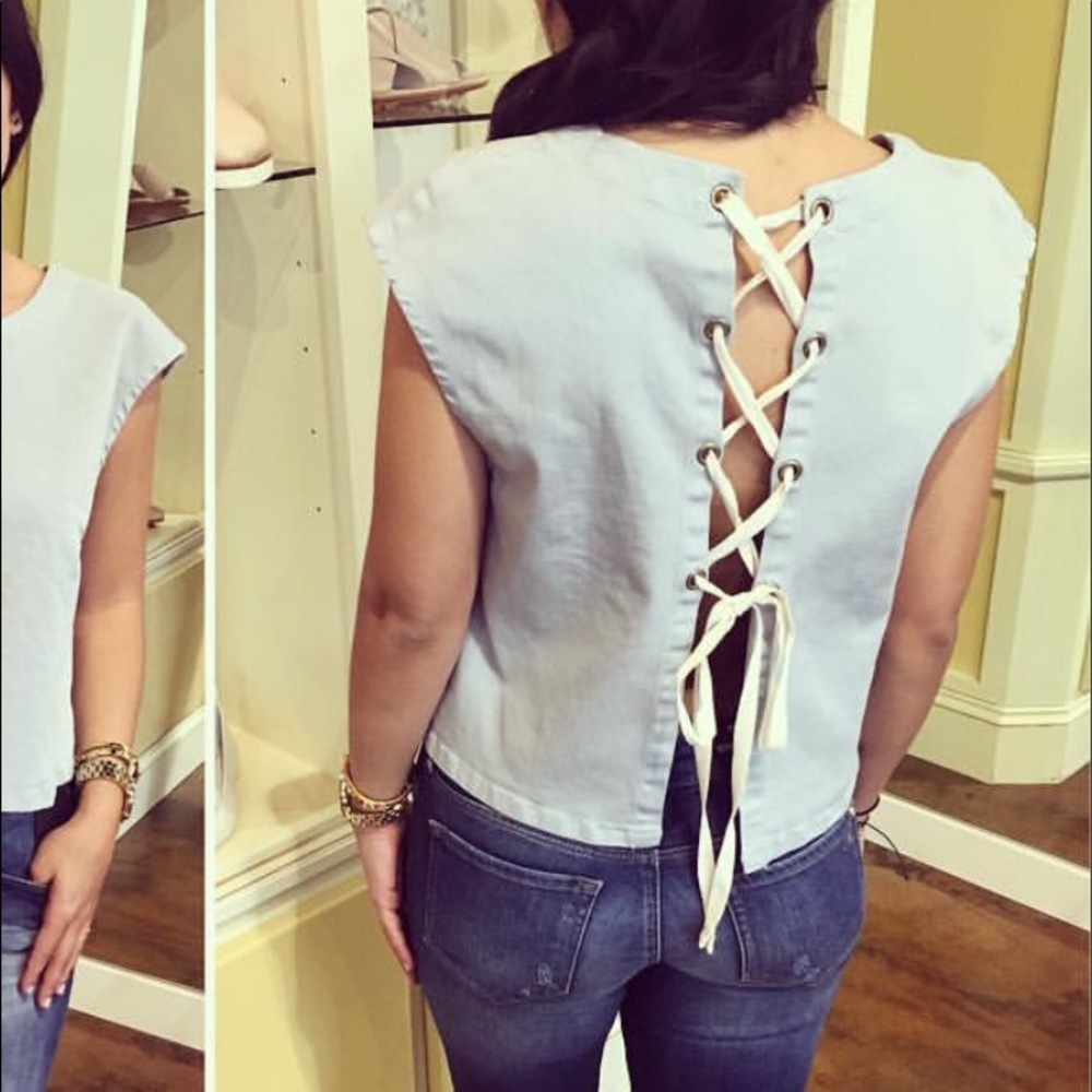 LACAUSA Lizzy Lace Up Top